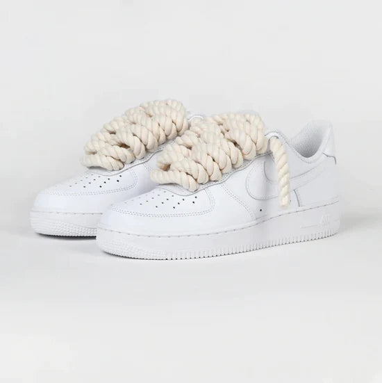NIKE AIR FORCE 1 CUSTOM (White/White Ropes)